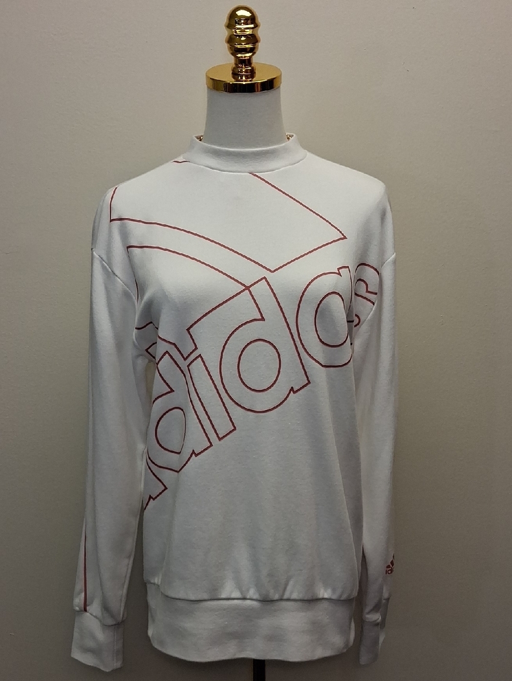 adidas White Crewneck Sweatshirt with Red Outline Graphics